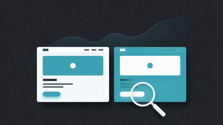 How to increase conversion rate: illustration of two versions of a page side by side, with a magnifying glass over one